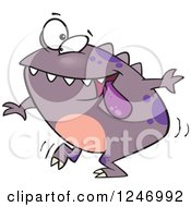 Clipart Of A Happy Purple Monster Dancing Royalty Free Vector Illustration