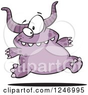 Clipart Of A Happy Purple Horned Monster Running Royalty Free Vector Illustration