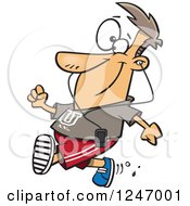Clipart Of A Cartoon Happy Caucasian Man Strolling In The Summer And Listening To Music Royalty Free Vector Illustration