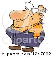 Cartoon Caucasian Senior Man In Suspenders
