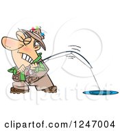 Poster, Art Print Of Cartoon Caucasian Man Trying To Pull In A Tough Fish