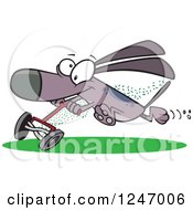 Poster, Art Print Of Cartoon Dog Running With A Lawn Mower