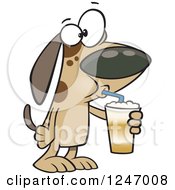 Poster, Art Print Of Cartoon Dog Drinking A Latte