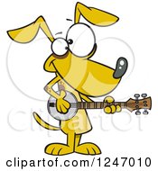 Cartoon Musician Dog Playing A Banjo