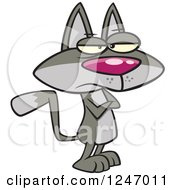 Clipart Of A Demanding Or Stubborn Gray Cat With Folded Arms Royalty Free Vector Illustration by toonaday