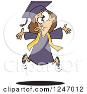 Clipart Of A Happy Graduate Girl Jumping Royalty Free Vector Illustration