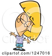 Clipart Of A Sweet Blond Caucasian Girl Wanting A Hug Royalty Free Vector Illustration