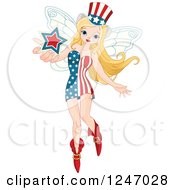 Poster, Art Print Of Patriotic American Flag Fairy Holding Out A Star