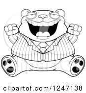 Poster, Art Print Of Black And White Fat Business Panda Sitting And Cheering
