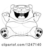 Poster, Art Print Of Black And White Fat Panda Sitting And Cheering
