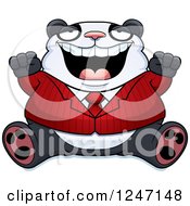 Poster, Art Print Of Fat Business Panda Sitting And Cheering
