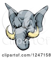 Clipart Of A Tough Elephant Mascot Head Royalty Free Vector Illustration