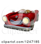 Cartoon Red Vintage Convertible Car