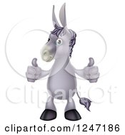 Clipart Of A Cartoon Donkey Standing And Holding Two Thumbs Up Royalty Free Vector Illustration