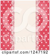Clipart Of A Pink Polka Dot Background With A Lace Panel Royalty Free Vector Illustration by elaineitalia