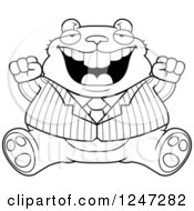 Poster, Art Print Of Fat Business Hamster Sitting And Cheering