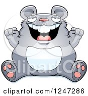 Poster, Art Print Of Fat Mouse Sitting And Cheering