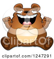 Poster, Art Print Of Fat Bear Sitting And Cheering