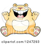Poster, Art Print Of Fat Hamster Sitting And Cheering