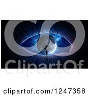 Clipart Of A 3d Man On The Rim Of A Moon Eye Royalty Free Illustration by Mopic