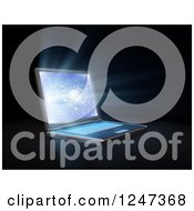 Clipart Of A 3d Laptop With A Shattered Screen Over Black Royalty Free Illustration