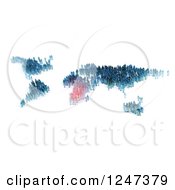Clipart Of 3d Tiny People Forming A World Map With Africa Highlighted Royalty Free Illustration