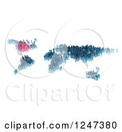 Clipart Of 3d Tiny People Forming A World Map With North America Highlighted Royalty Free Illustration