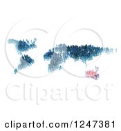 Clipart Of 3d Tiny People Forming A World Map With Australia Highlighted Royalty Free Illustration