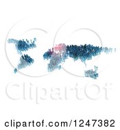 Clipart Of 3d Tiny People Forming A World Map With Europe Highlighted Royalty Free Illustration