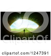 Clipart Of A 3d Man On The Rim Of A Meadow Eye Royalty Free Illustration