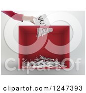 Clipart Of A 3d Voter Insterting A Ballot Through A Shredder Royalty Free Illustration