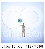 Clipart Of A 3d Male Doctor Spinning Earth On His Finger Royalty Free Illustration