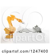 Poster, Art Print Of 3d Orange Robotic Arm Playing Chess
