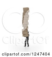 3d Man Carrying A Giant Stack Of Boxes