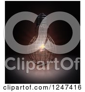 Clipart Of A 3d Glowing Bird In A Light Bulb Cage Royalty Free Illustration