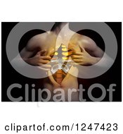 Clipart Of A 3d Man Ripping Open His Chest And Revealing His Heart Royalty Free Illustration