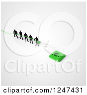 3d Team Of Tiny Men Trying To Plug In A Green Power Cord