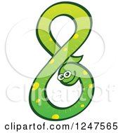 Clipart Of A Green Number 8 Snake Royalty Free Vector Illustration by Zooco