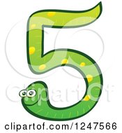 Clipart Of A Green Number 5 Snake Royalty Free Vector Illustration by Zooco #COLLC1247566-0152