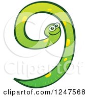 Clipart Of A Green Number 9 Snake Royalty Free Vector Illustration