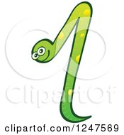 Clipart Of A Green Number 1 Snake Royalty Free Vector Illustration by Zooco