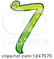 Clipart Of A Green Number 7 Snake Royalty Free Vector Illustration by Zooco