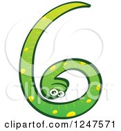 Clipart Of A Green Number 6 Snake Royalty Free Vector Illustration by Zooco #COLLC1247571-0152
