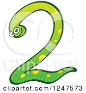 Clipart Of A Green Number 2 Snake Royalty Free Vector Illustration