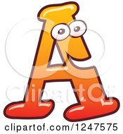 Poster, Art Print Of Gradient Orange Capital A Alphabet Letter Character
