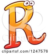 Poster, Art Print Of Gradient Orange Capital R Alphabet Letter Character