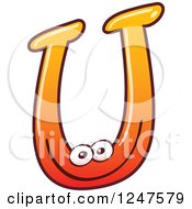 Poster, Art Print Of Gradient Orange Capital U Alphabet Letter Character