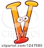 Clipart Of A Gradient Orange Capital V Alphabet Letter Character Royalty Free Vector Illustration