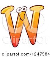 Poster, Art Print Of Gradient Orange Capital W Alphabet Letter Character