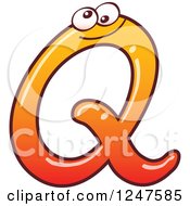 Clipart Of A Gradient Orange Capital Q Alphabet Letter Character Royalty Free Vector Illustration